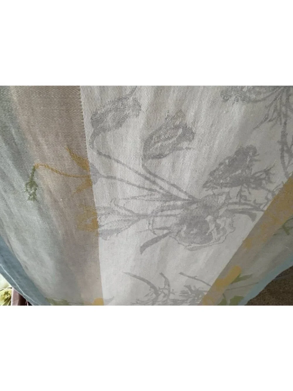WILLIAMS SONOMA Jacquard Table Runner Botanical Butterfly Muted Green Gold 104
